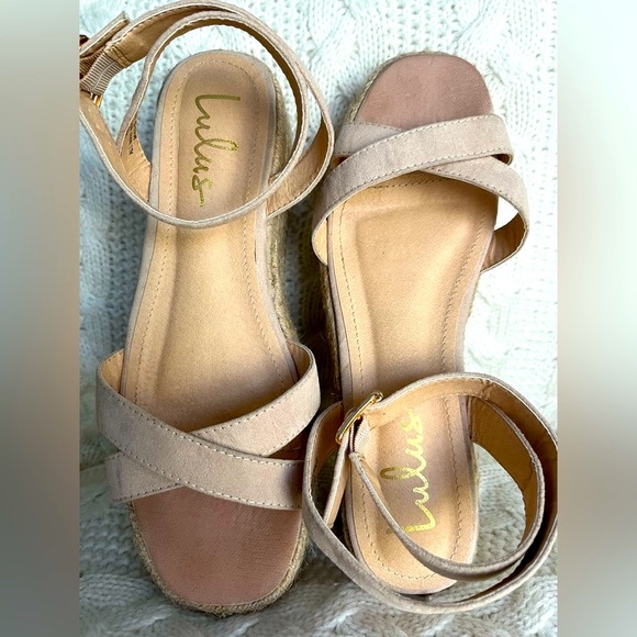 LULUS Cobi Light Nude Suede Espadrille Platform Sandals - Picture 5 of 5